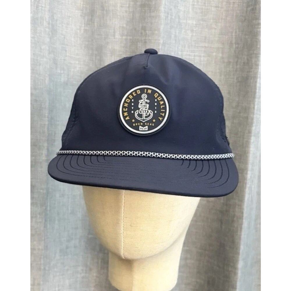 Melin Coronado Hydro Hat Anchored In Quality Navy Blue Open Sea Adjust Snapback